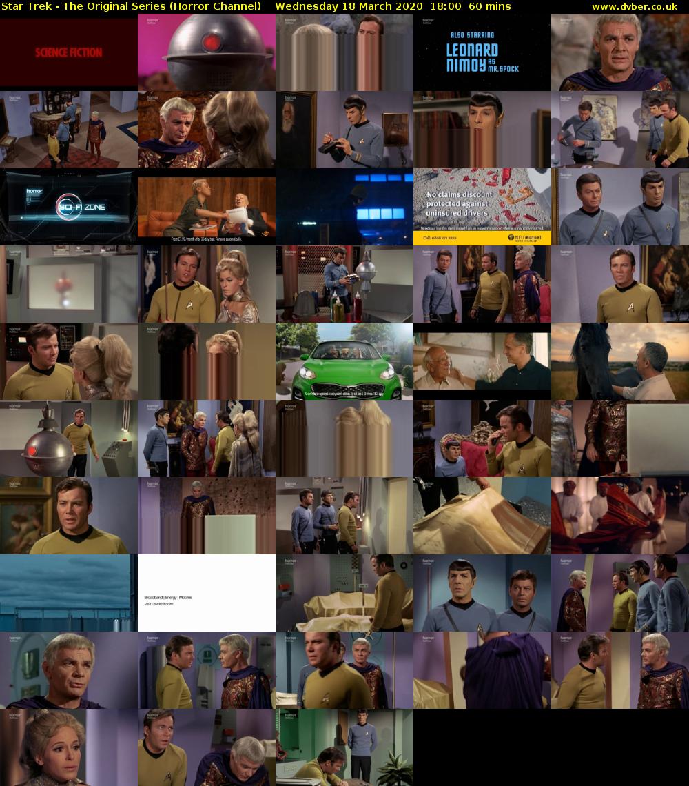 Star Trek - The Original Series (Horror Channel) Wednesday 18 March 2020 18:00 - 19:00