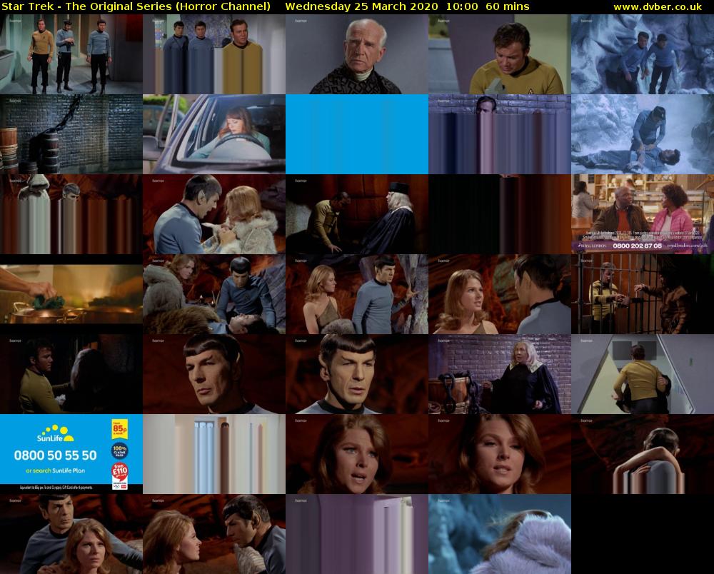 Star Trek - The Original Series (Horror Channel) Wednesday 25 March 2020 10:00 - 11:00