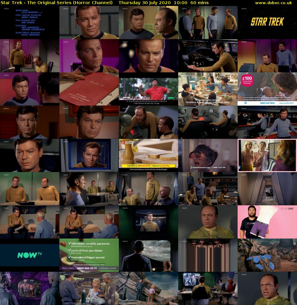 Star Trek - The Original Series (Horror Channel) Thursday 30 July 2020 10:00 - 11:00