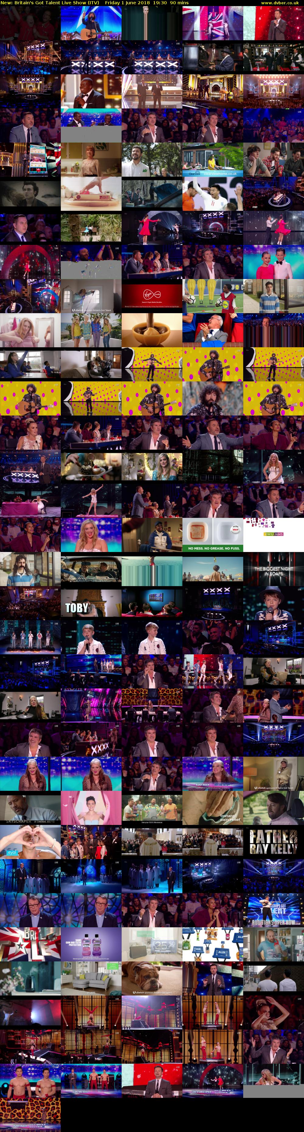 Britain's Got Talent Live Show (ITV) Friday 1 June 2018 19:30 - 21:00
