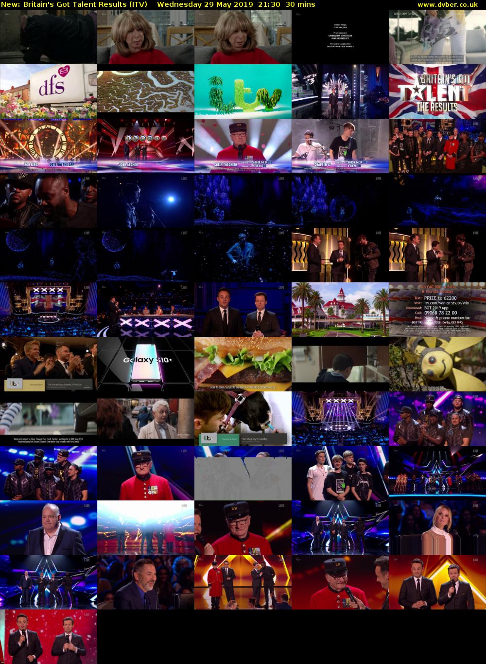 Britain's Got Talent Results (ITV) Wednesday 29 May 2019 21:30 - 22:00