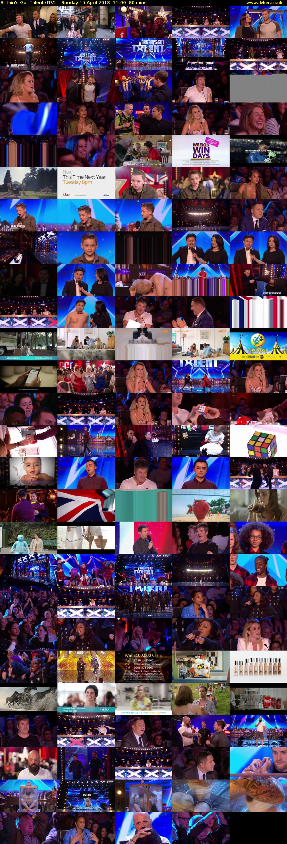 Britain's Got Talent (ITV) Sunday 15 April 2018 11:00 - 12:20