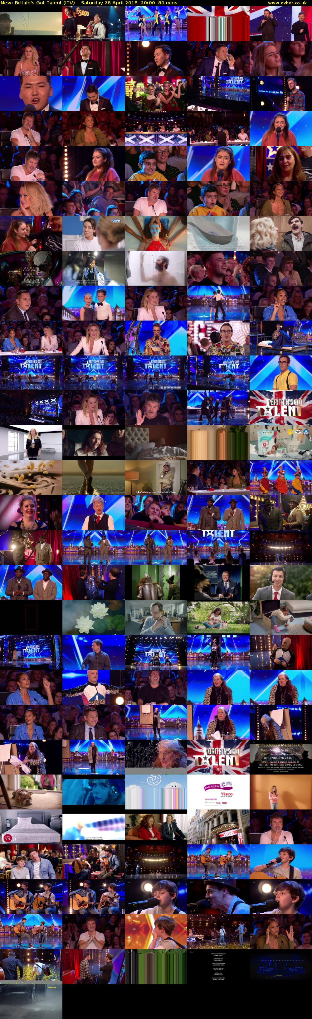 Britain's Got Talent (ITV) Saturday 28 April 2018 20:00 - 21:20