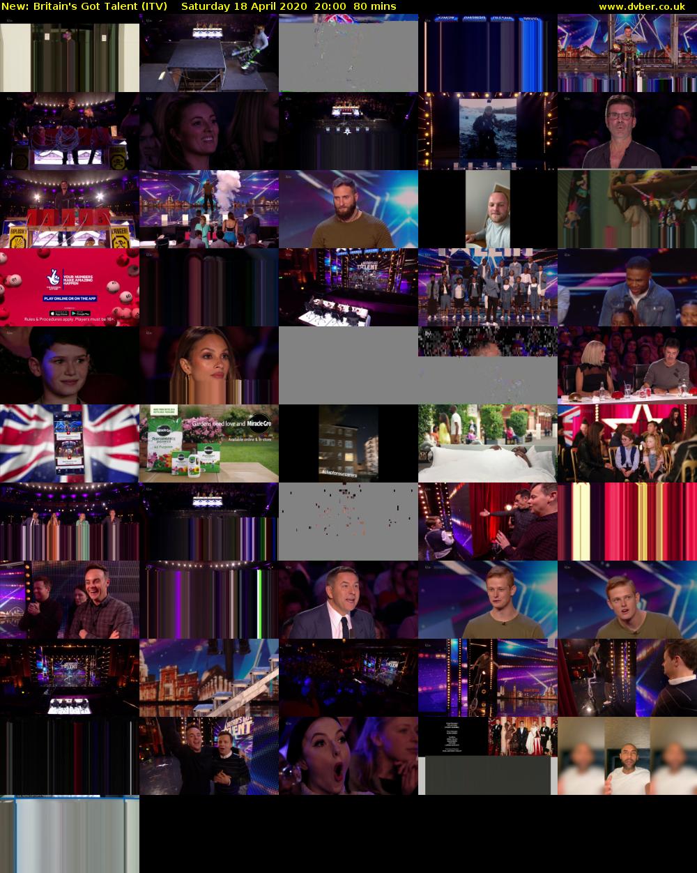 Britain's Got Talent (ITV) Saturday 18 April 2020 20:00 - 21:20