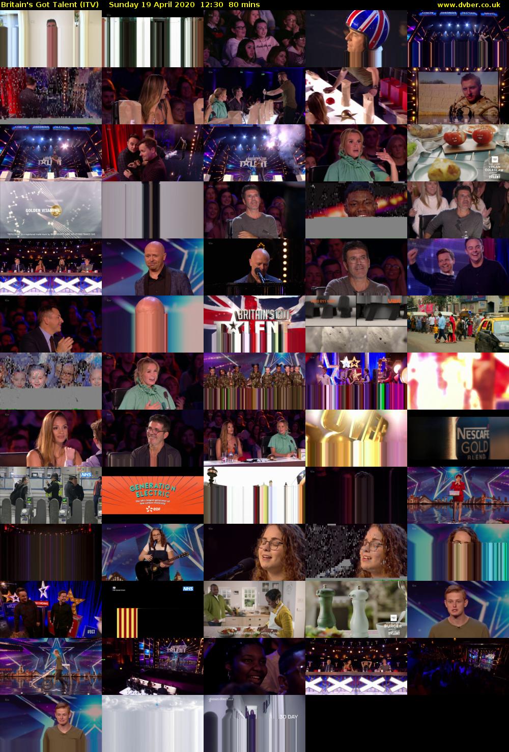 Britain's Got Talent (ITV) Sunday 19 April 2020 12:30 - 13:50