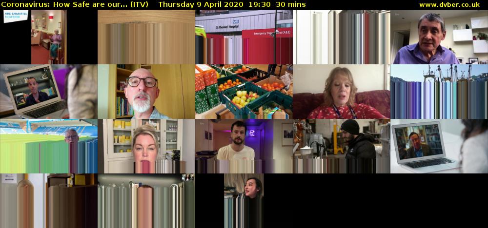 Coronavirus: How Safe are our... (ITV) Thursday 9 April 2020 19:30 - 20:00