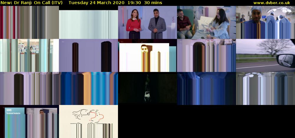 Dr Ranj: On Call (ITV) Tuesday 24 March 2020 19:30 - 20:00