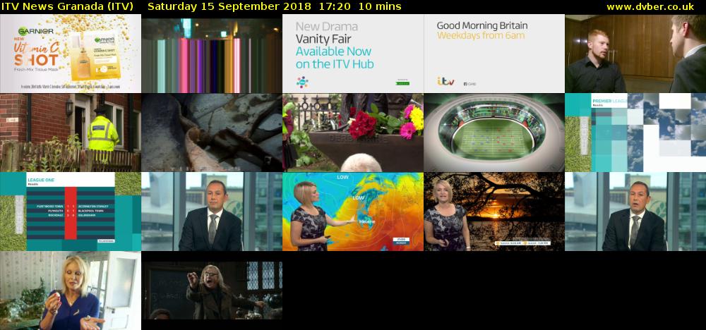 ITV News Granada (ITV) Saturday 15 September 2018 17:20 - 17:30