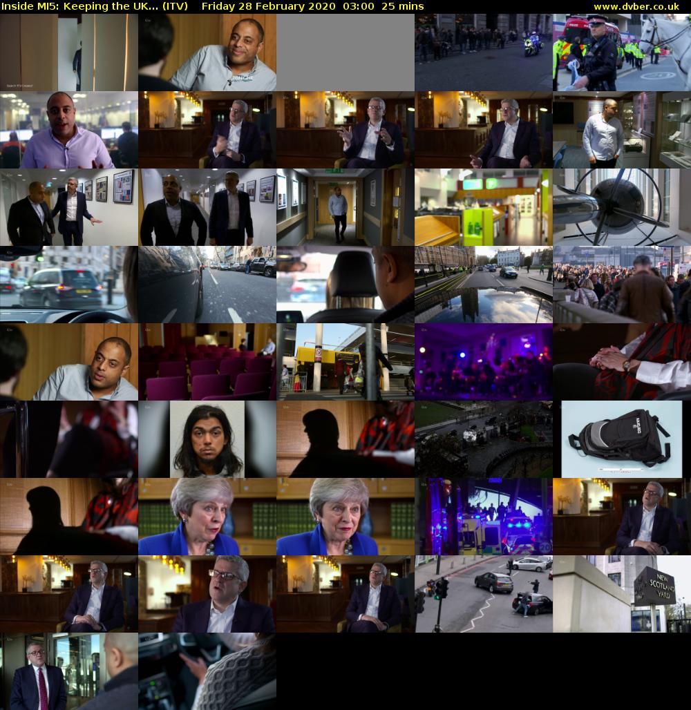 Inside MI5: Keeping the UK... (ITV) Friday 28 February 2020 03:00 - 03:25