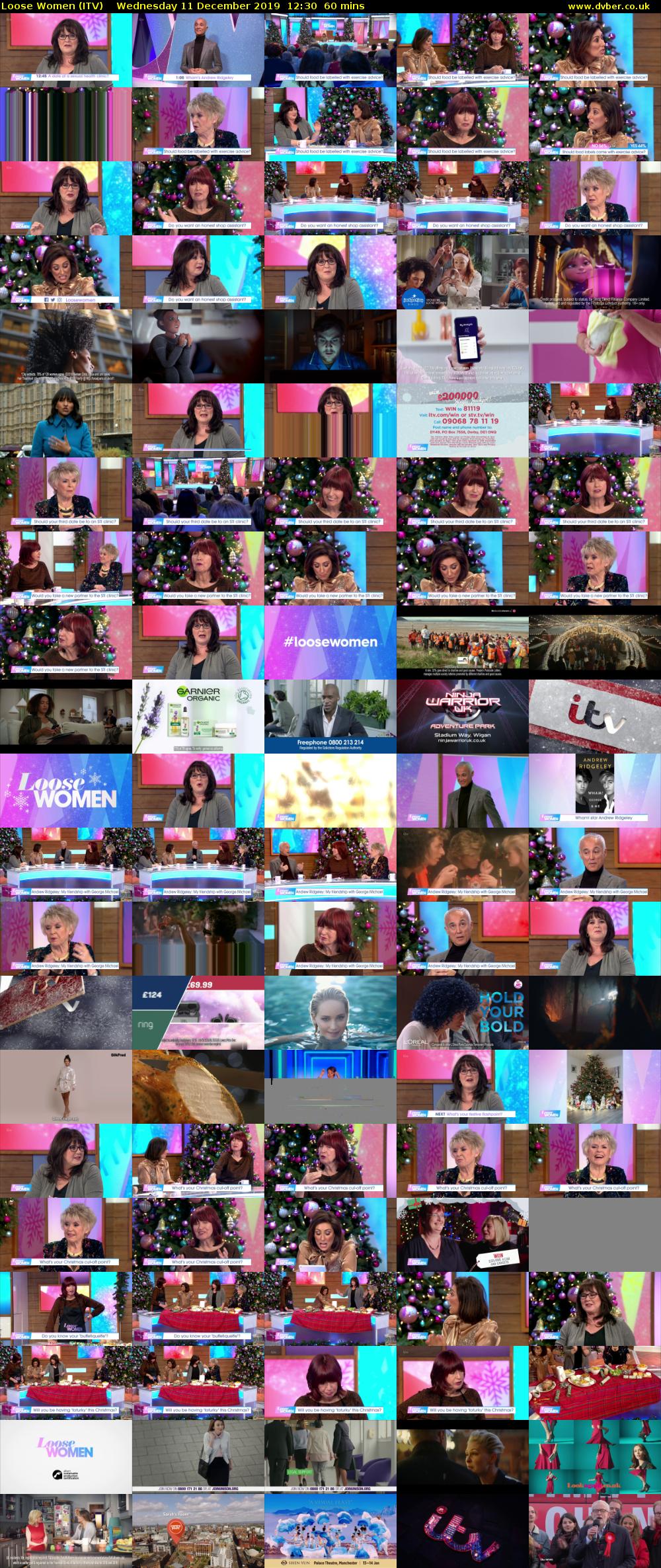 Loose Women (ITV) Wednesday 11 December 2019 12:30 - 13:30