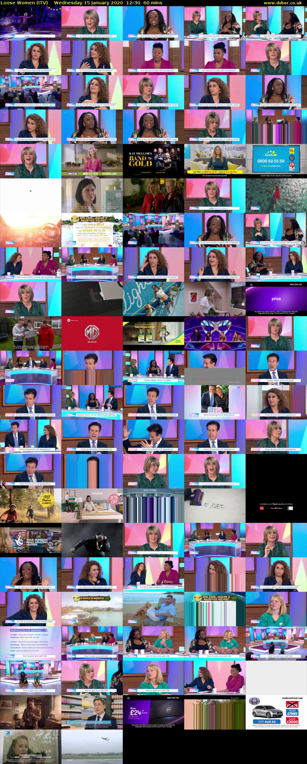 Loose Women (ITV) Wednesday 15 January 2020 12:30 - 13:30