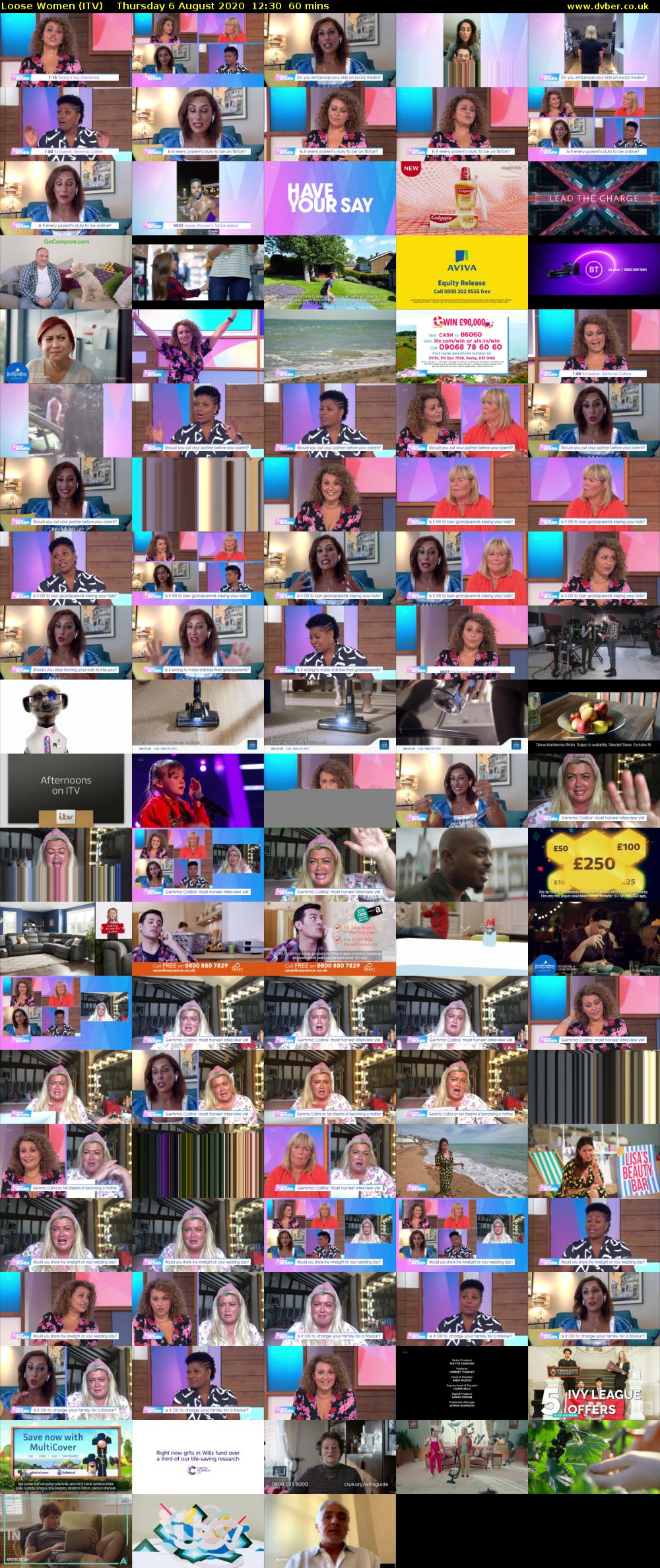 Loose Women (ITV) Thursday 6 August 2020 12:30 - 13:30