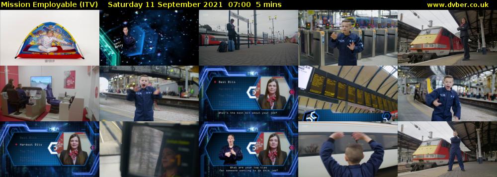 Mission Employable (ITV) Saturday 11 September 2021 07:00 - 07:05
