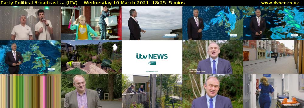 Party Political Broadcast:... (ITV) Wednesday 10 March 2021 18:25 - 18:30