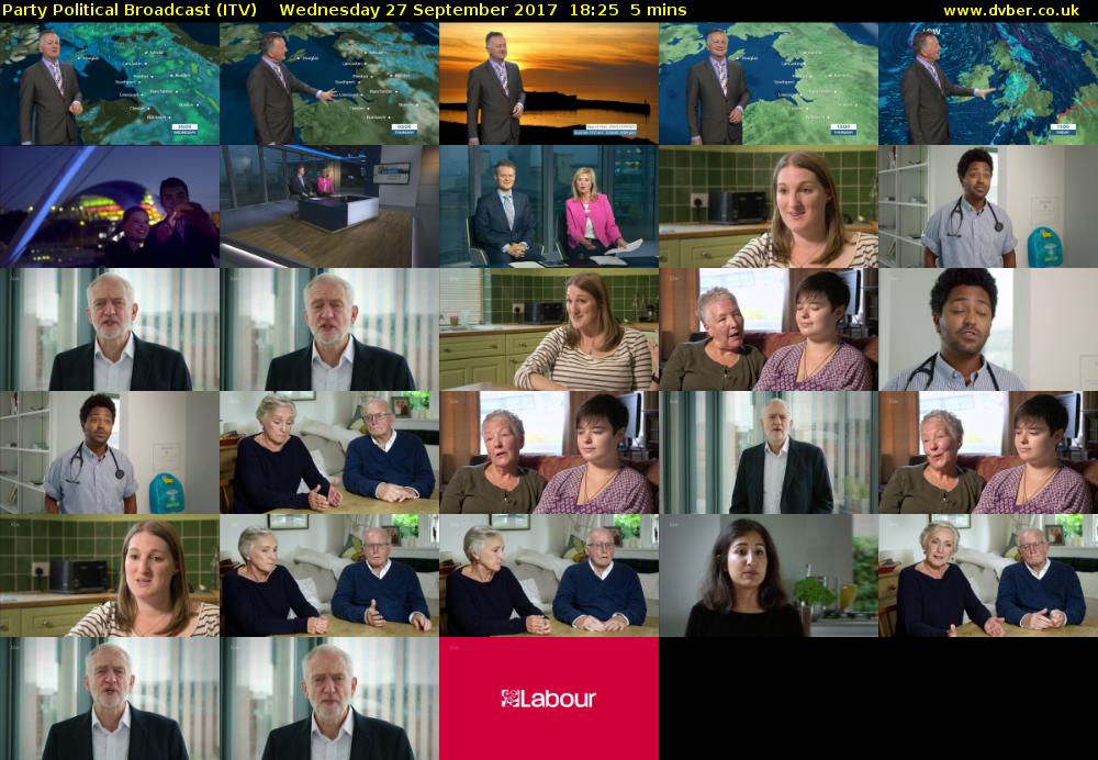 Party Political Broadcast (ITV) Wednesday 27 September 2017 18:25 - 18:30