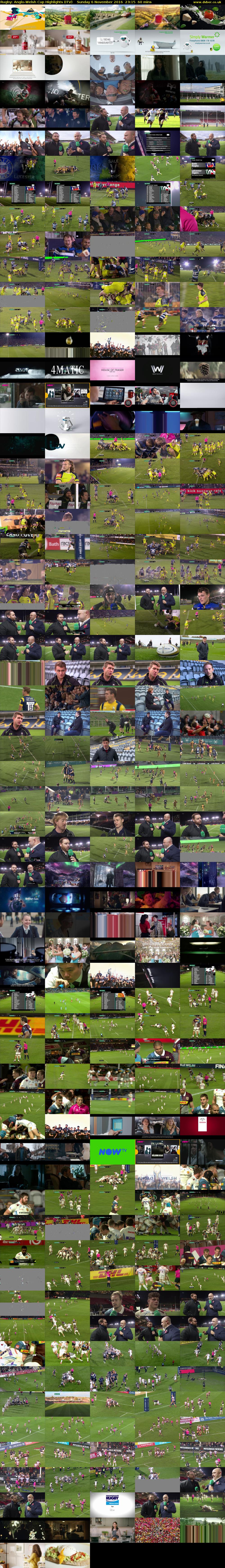 Rugby: Anglo-Welsh Cup Highlights (ITV) Sunday 6 November 2016 23:15 - 00:15