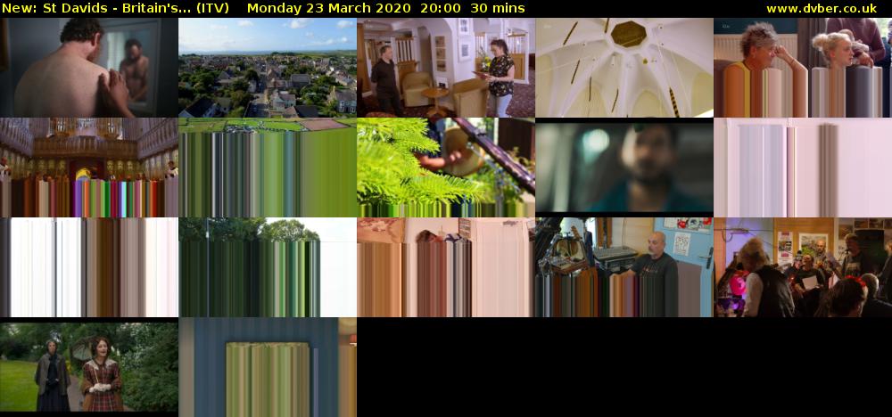 St Davids - Britain's... (ITV) Monday 23 March 2020 20:00 - 20:30