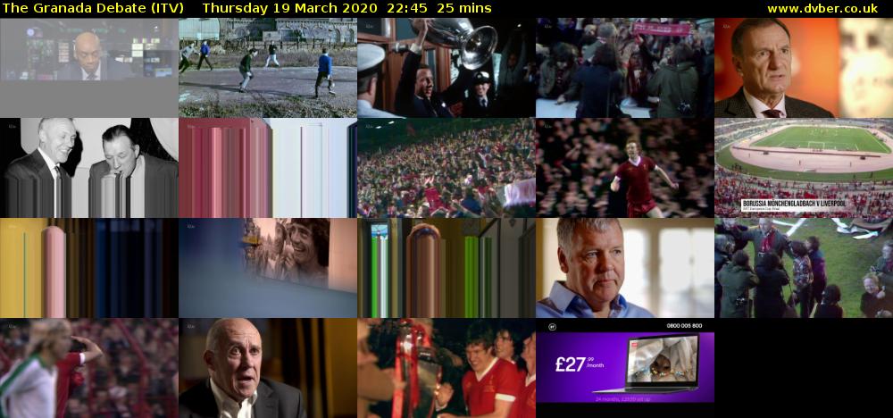 The Granada Debate (ITV) Thursday 19 March 2020 22:45 - 23:10
