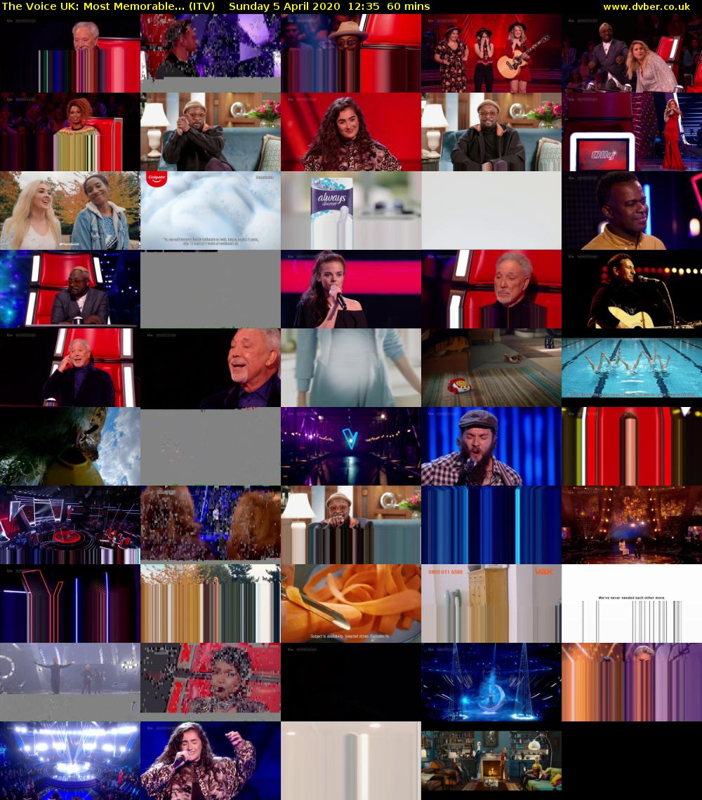 The Voice UK: Most Memorable... (ITV) Sunday 5 April 2020 12:35 - 13:35