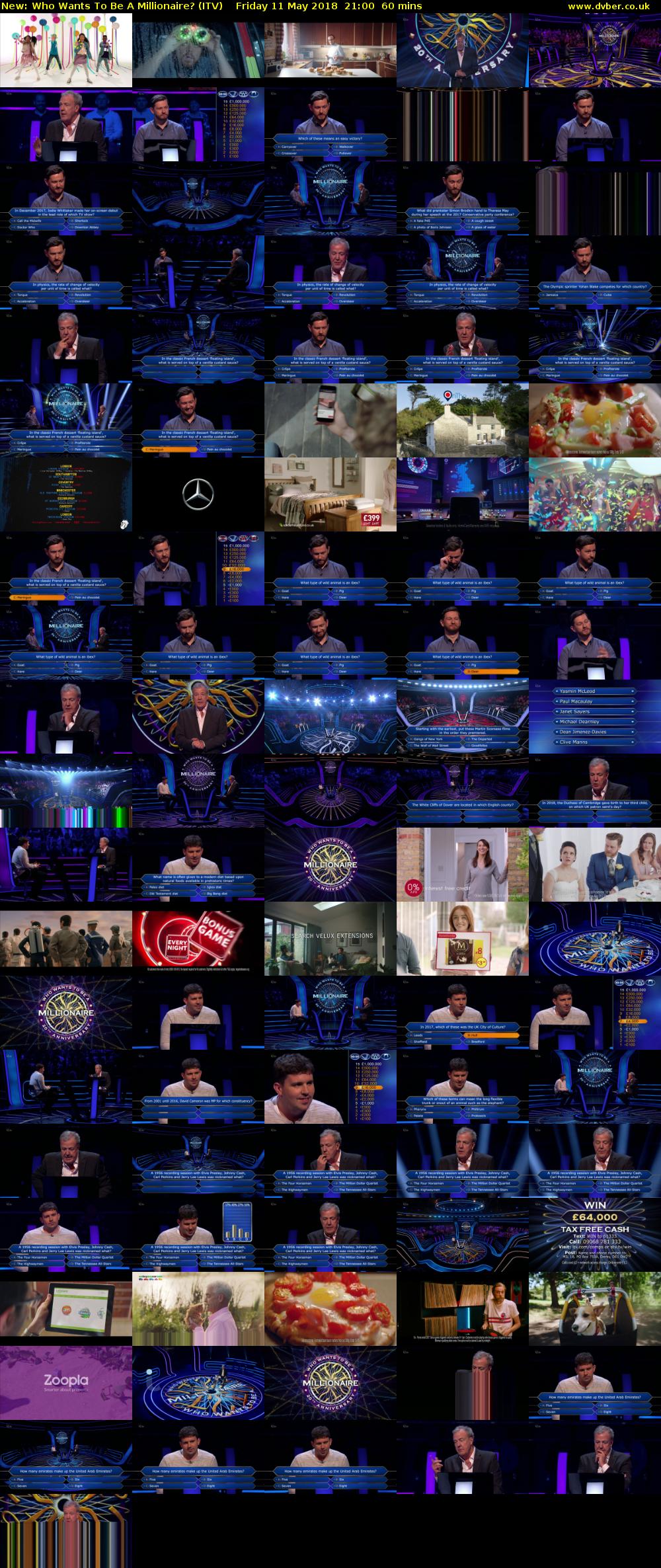 Who Wants To Be A Millionaire? (ITV) Friday 11 May 2018 21:00 - 22:00