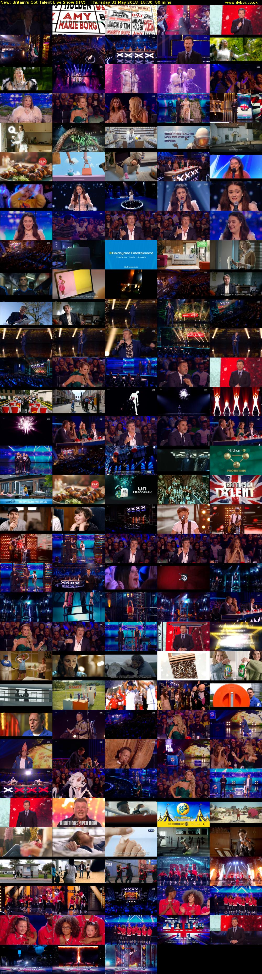 Britain's Got Talent Live Show (ITV) Thursday 31 May 2018 19:30 - 21:00