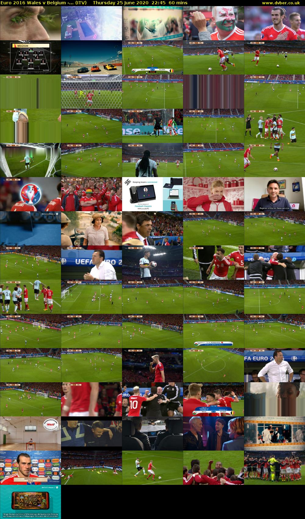 Euro 2016 Wales v Belgium -... (ITV) Thursday 25 June 2020 22:45 - 23:45