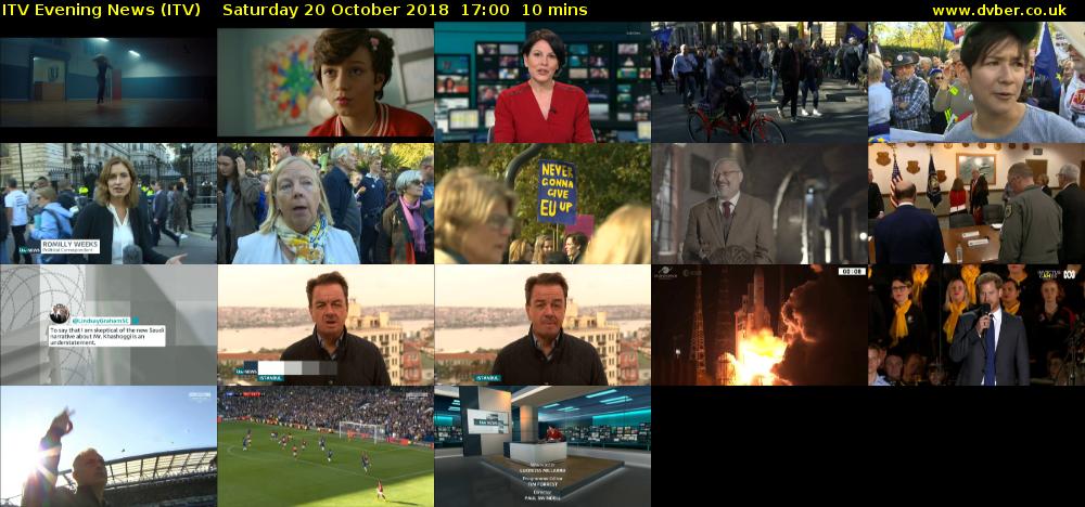 ITV Evening News (ITV) Saturday 20 October 2018 17:00 - 17:10