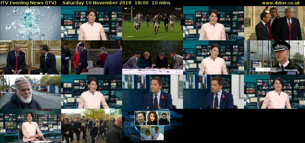 ITV Evening News (ITV) Saturday 10 November 2018 18:00 - 18:10