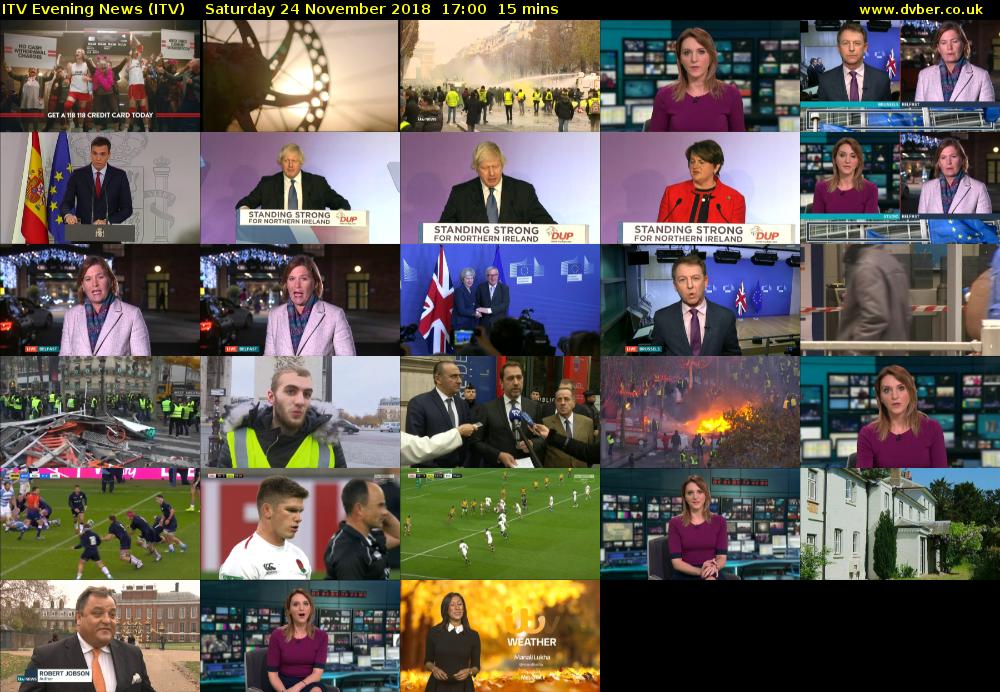 ITV Evening News (ITV) Saturday 24 November 2018 17:00 - 17:15