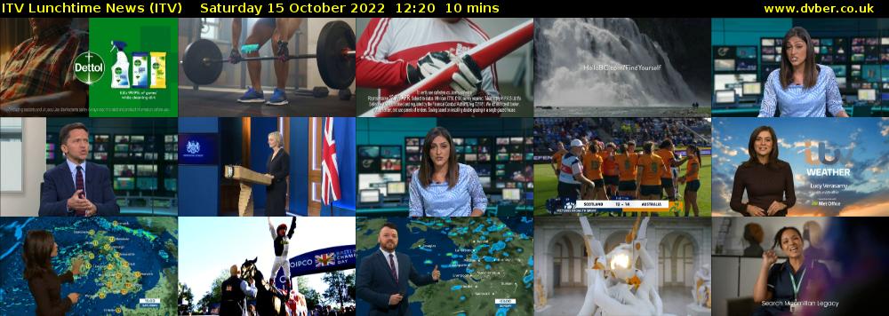 ITV Lunchtime News (ITV) Saturday 15 October 2022 12:20 - 12:30