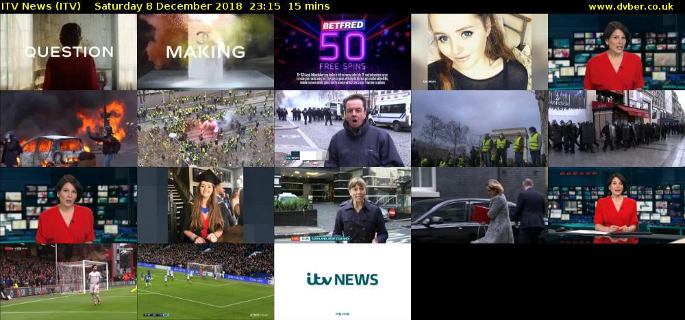 ITV News (ITV) Saturday 8 December 2018 23:15 - 23:30