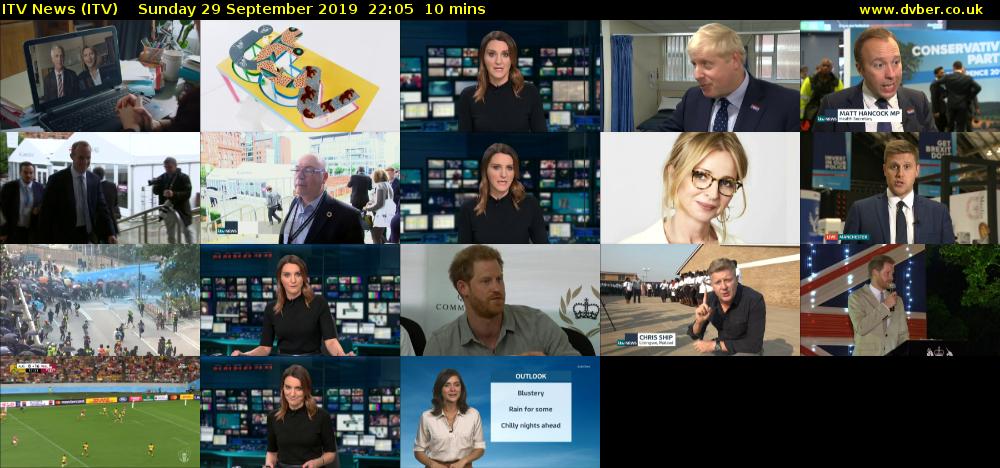 ITV News (ITV) Sunday 29 September 2019 22:05 - 22:15