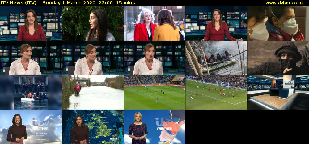 ITV News (ITV) Sunday 1 March 2020 22:00 - 22:15
