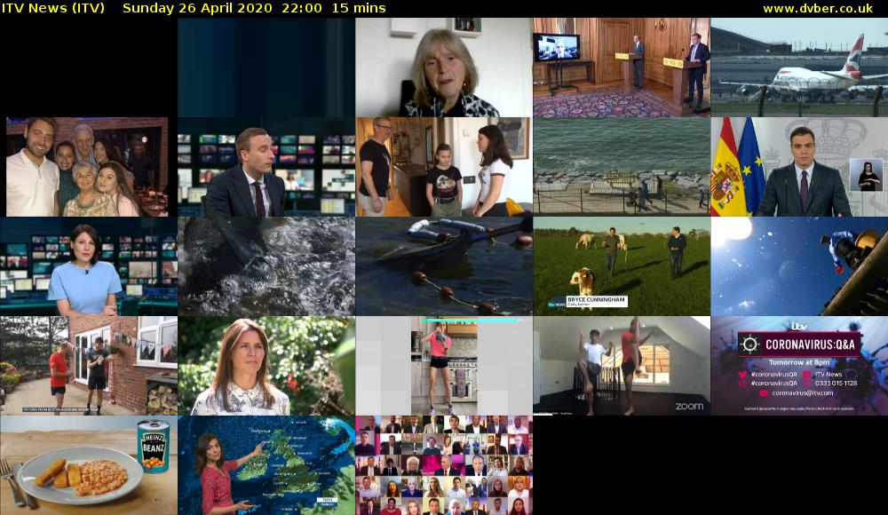 ITV News (ITV) Sunday 26 April 2020 22:00 - 22:15