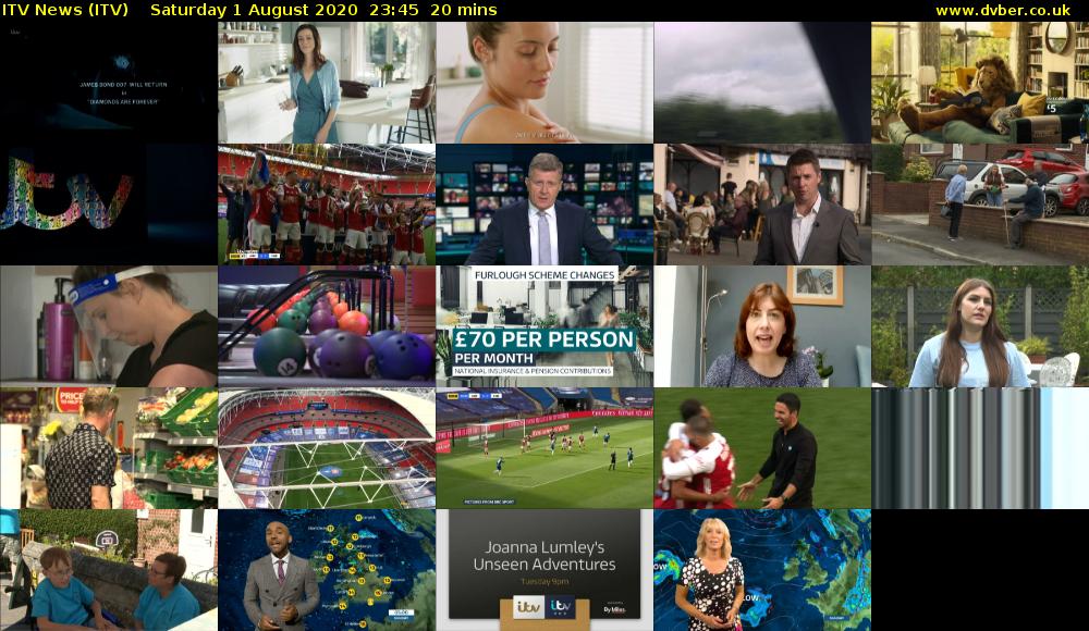 ITV News (ITV) Saturday 1 August 2020 23:45 - 00:05