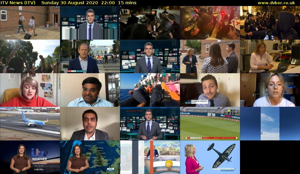 ITV News (ITV) Sunday 30 August 2020 22:00 - 22:15