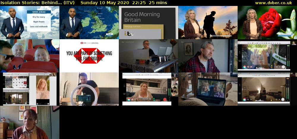 Isolation Stories: Behind... (ITV) Sunday 10 May 2020 22:25 - 22:50
