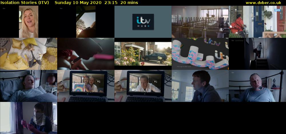 Isolation Stories (ITV) Sunday 10 May 2020 23:15 - 23:35