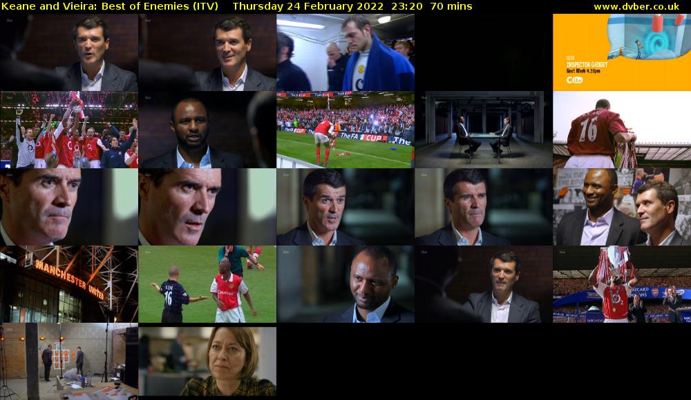 Keane and Vieira: Best of Enemies (ITV) Thursday 24 February 2022 23:20 - 00:30