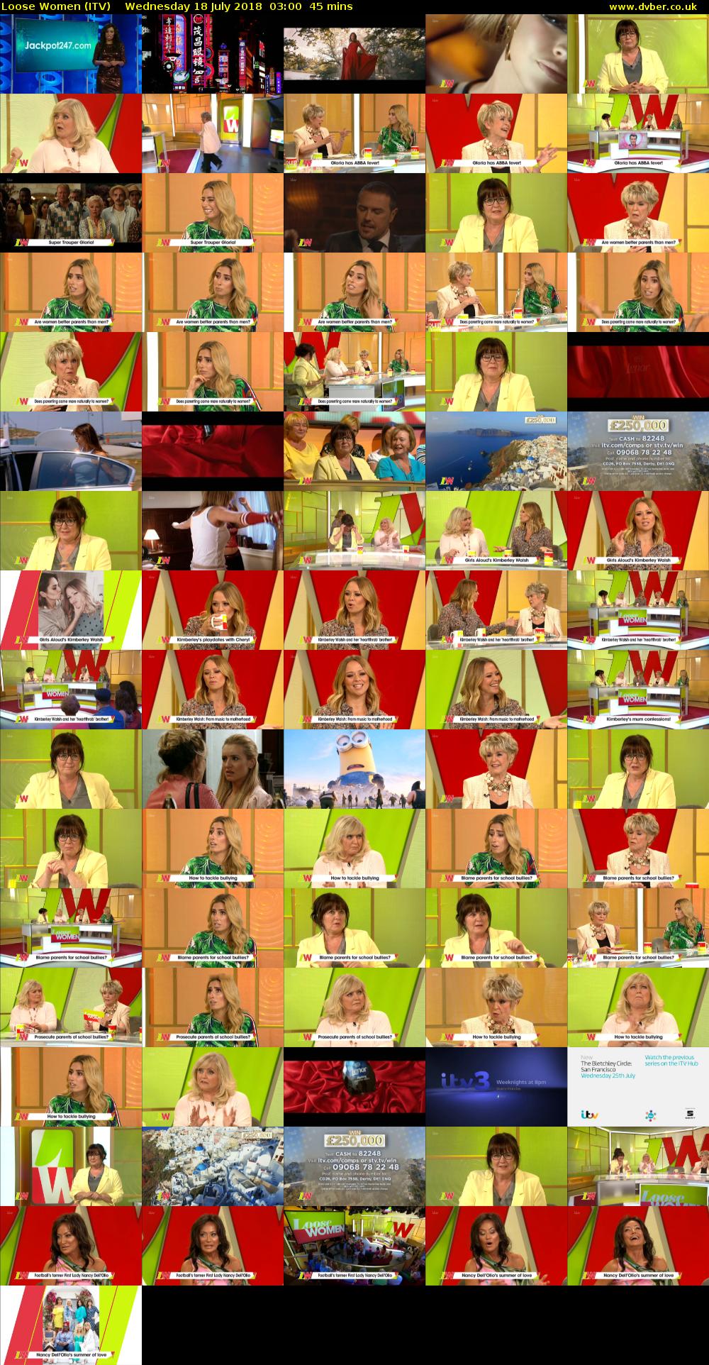 Loose Women (ITV) Wednesday 18 July 2018 03:00 - 03:45