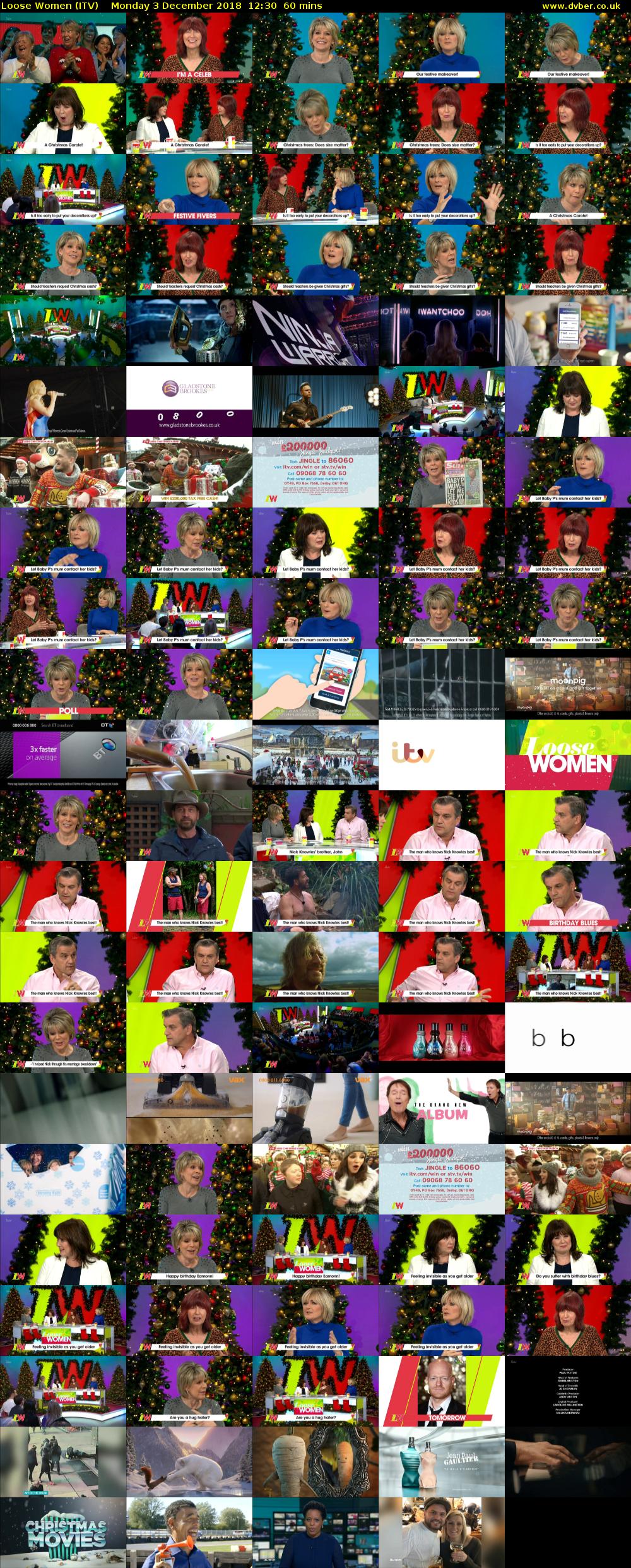 Loose Women (ITV) Monday 3 December 2018 12:30 - 13:30
