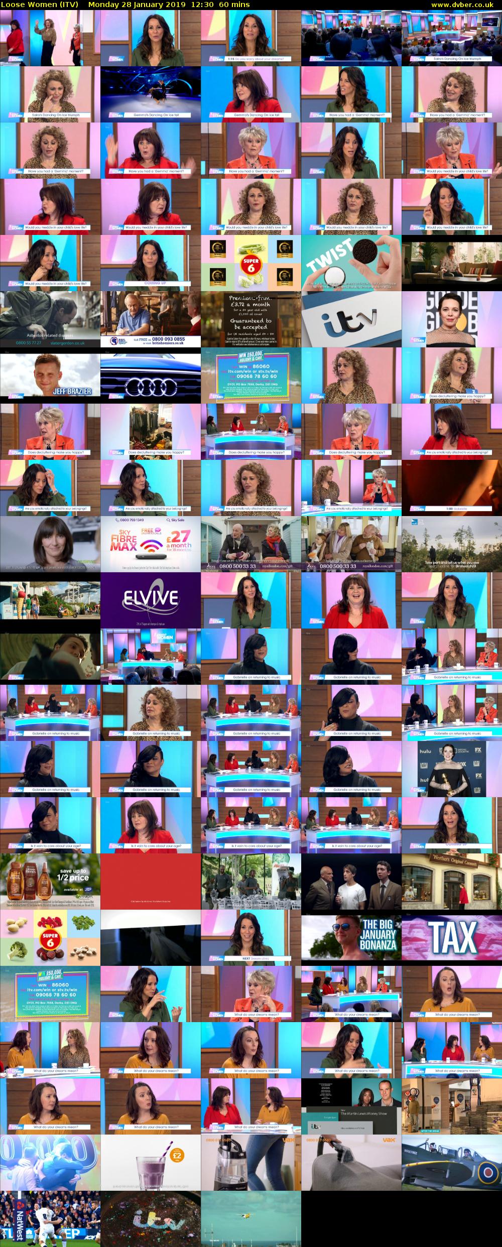 Loose Women (ITV) Monday 28 January 2019 12:30 - 13:30