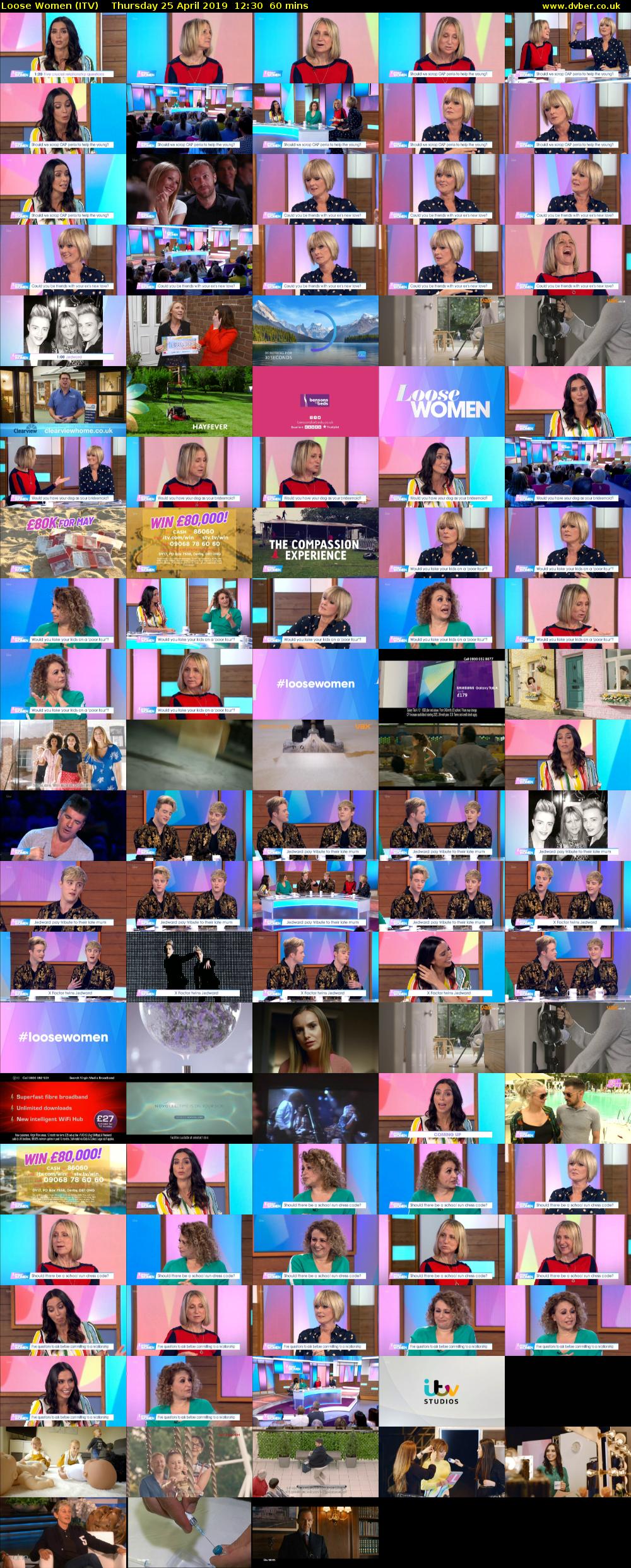 Loose Women (ITV) Thursday 25 April 2019 12:30 - 13:30