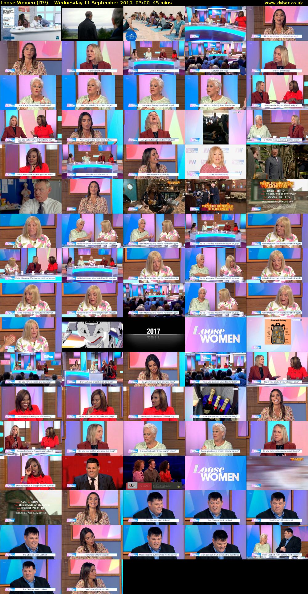Loose Women (ITV) Wednesday 11 September 2019 03:00 - 03:45