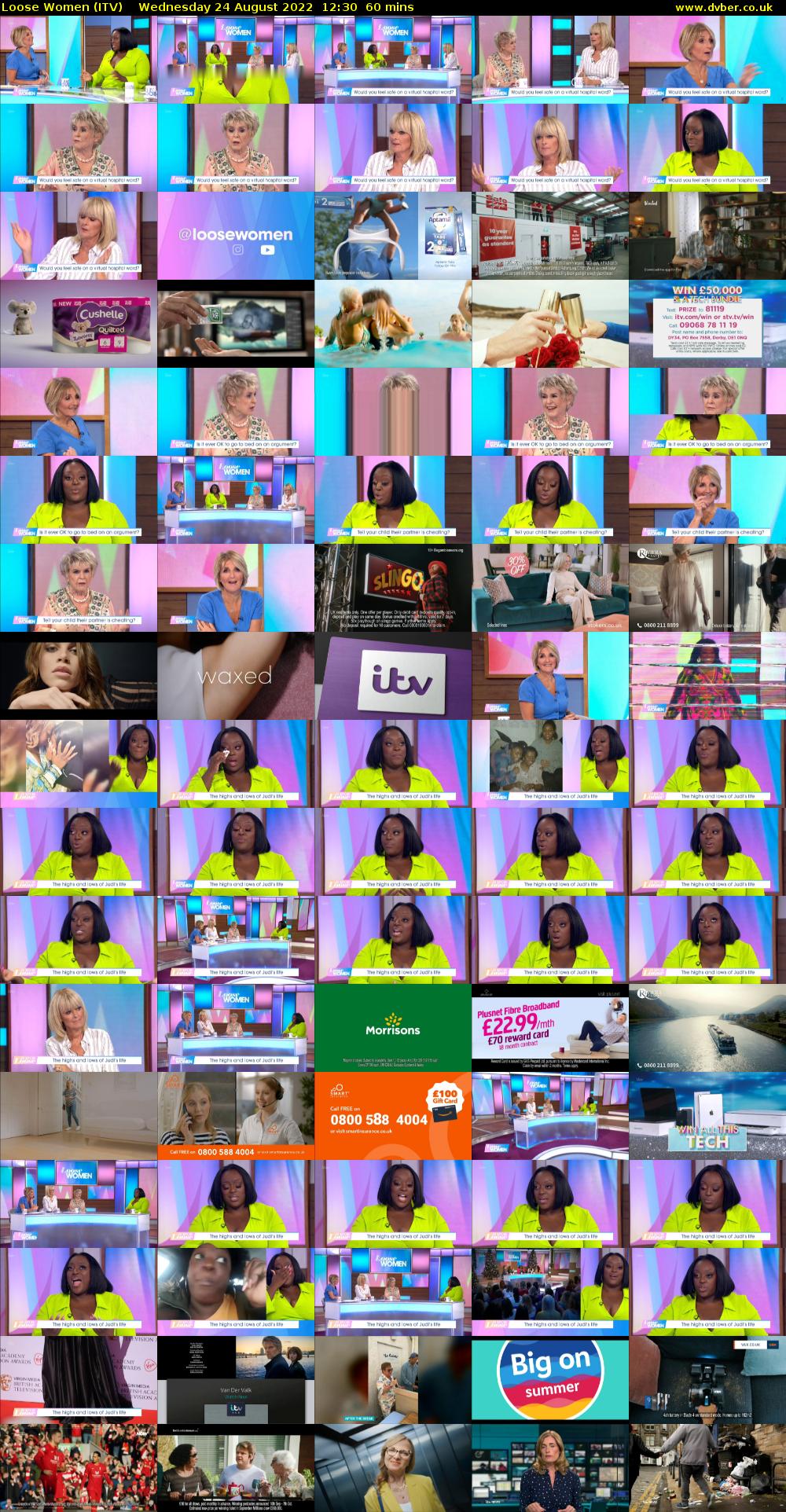 Loose Women (ITV) Wednesday 24 August 2022 12:30 - 13:30