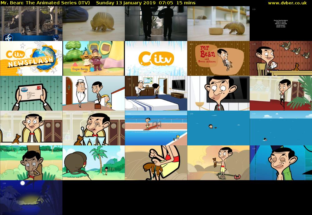 Mr. Bean: The Animated Series (ITV) Sunday 13 January 2019 07:05 - 07:20