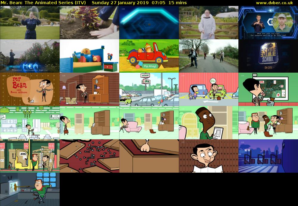 Mr. Bean: The Animated Series (ITV) Sunday 27 January 2019 07:05 - 07:20