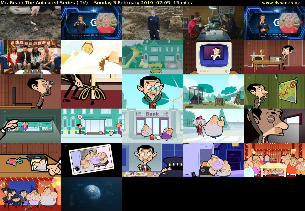 Mr. Bean: The Animated Series (ITV) Sunday 3 February 2019 07:05 - 07:20