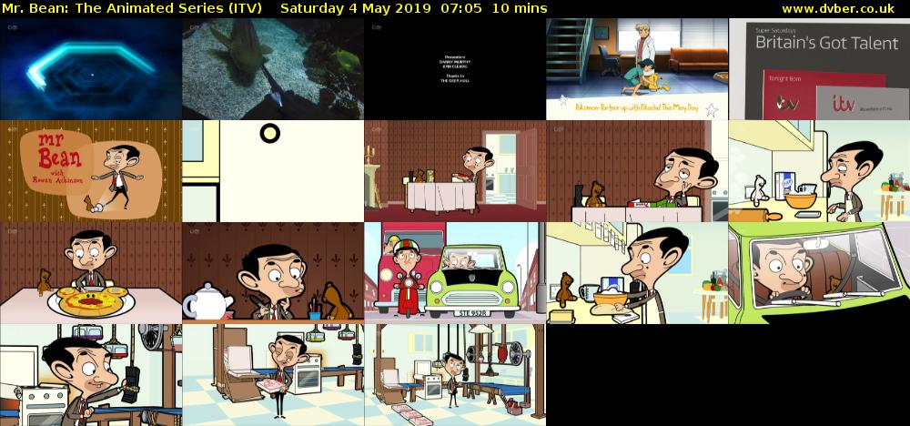Mr. Bean: The Animated Series (ITV) Saturday 4 May 2019 07:05 - 07:15