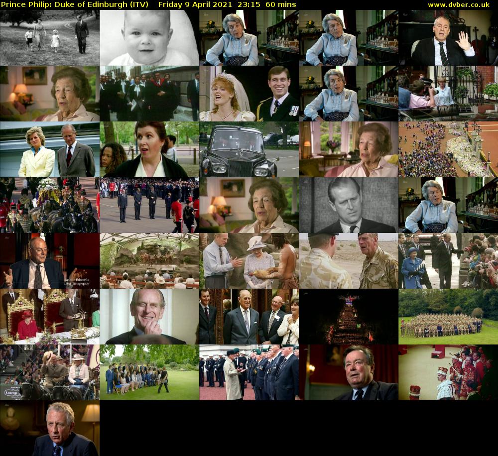 Prince Philip: Duke of Edinburgh (ITV) Friday 9 April 2021 23:15 - 00:15